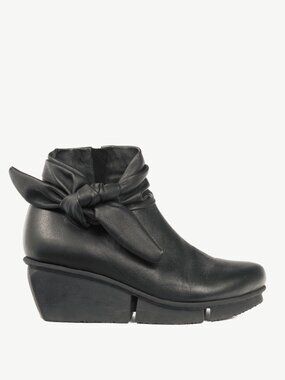Trippen Tippet Black Bow Wedge Ankle Boots